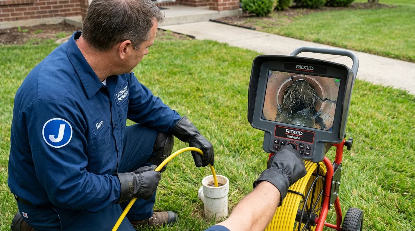 Sewer camera inspection being performed by Johns Plumbing LLC in Larose